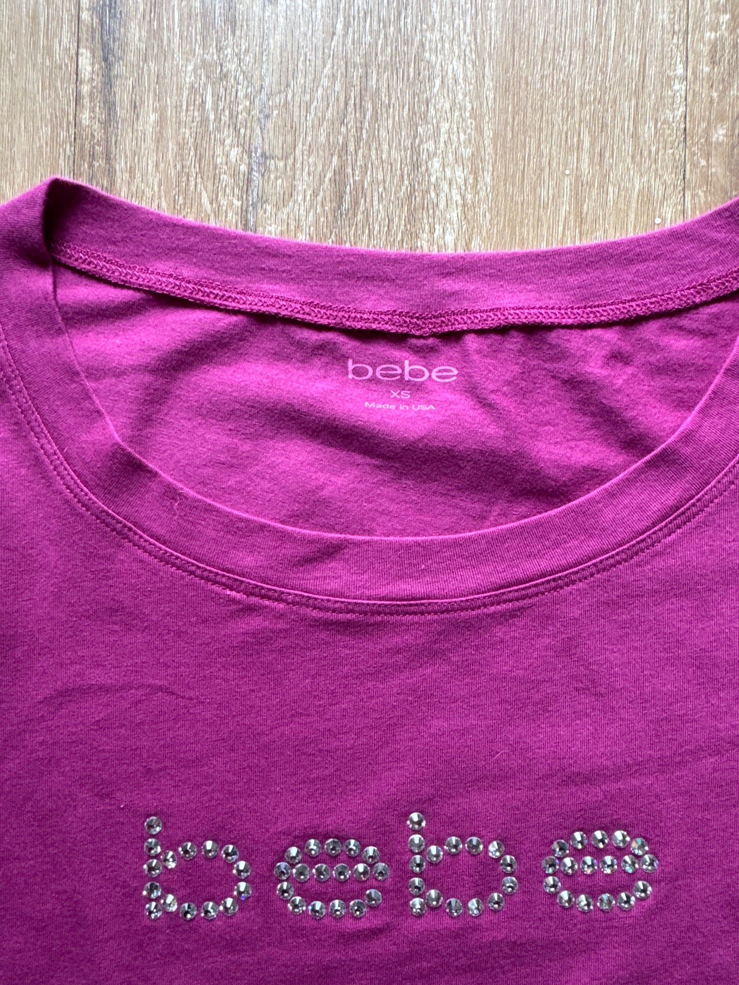 Y2K Women’s Bebe Bedazzled Logo Purple Tee