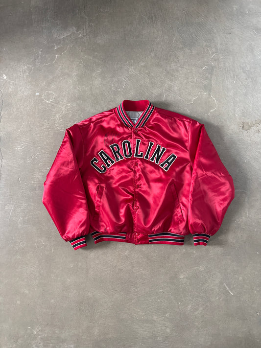 Vintage 90s University Of South Carolina Gamecocks Signed By Marcus Lattimore Satin Bomber Jacket
