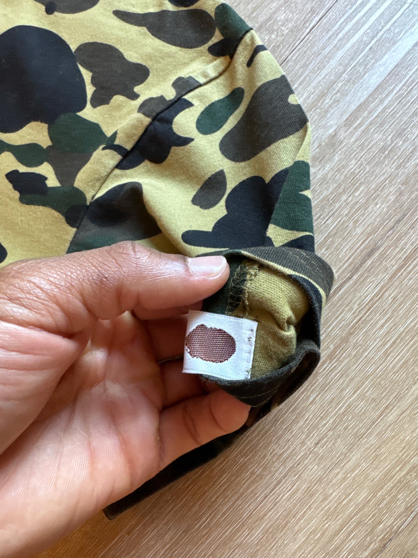 Vintage A Bathing Ape Bape Yellow 1st Camo College Logo Tee