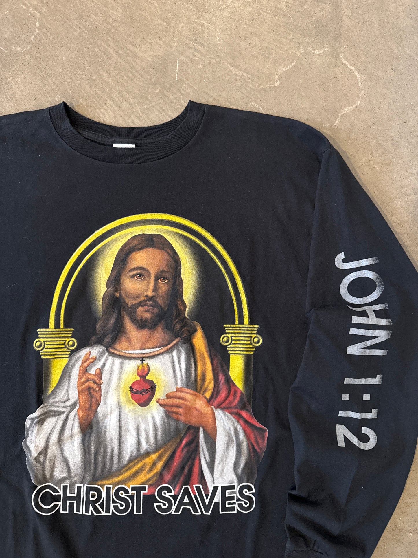 Vintage 90s Christ Saves John 1:12 Long Sleeve