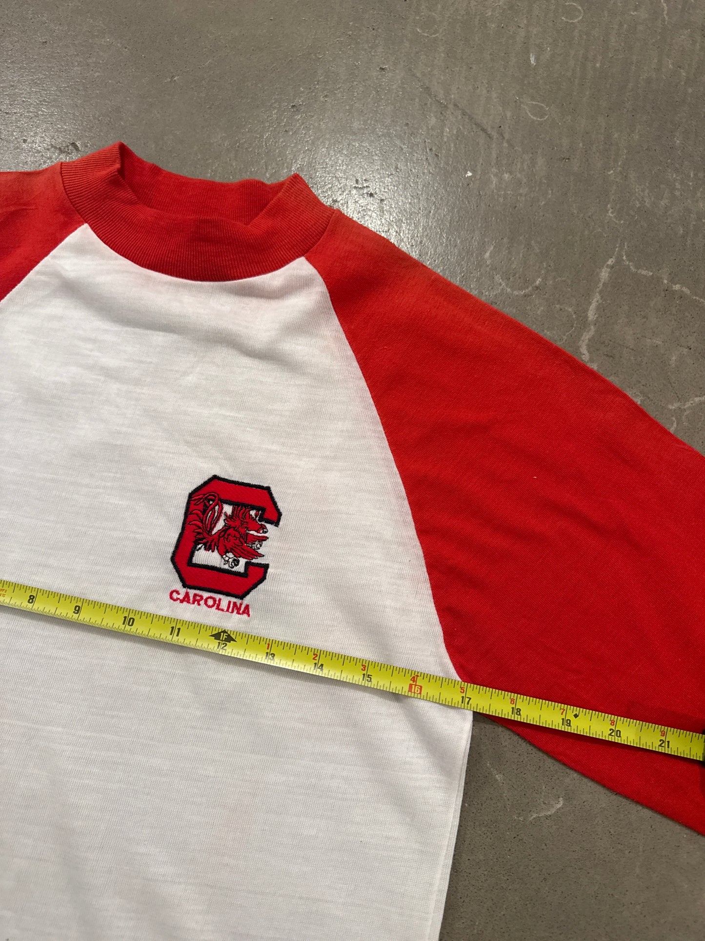 Vintage 80s University Of South Carolina Gamecocks Raglan Style Long Sleeve Tee