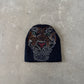 Vintage Y2K Tiger Bedazzled Skully Beanie Hat