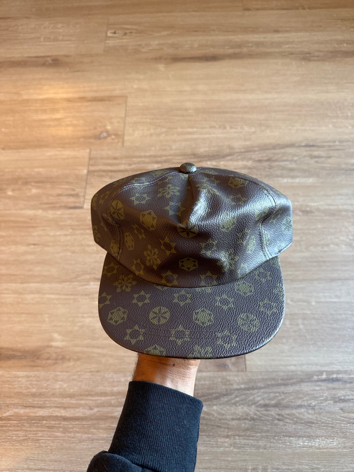 Vintage 90s Monogram Leather Designer Snap Back Hat
