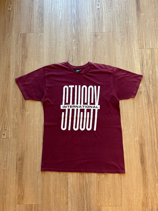Stussy International Burgundy Spellout Tee