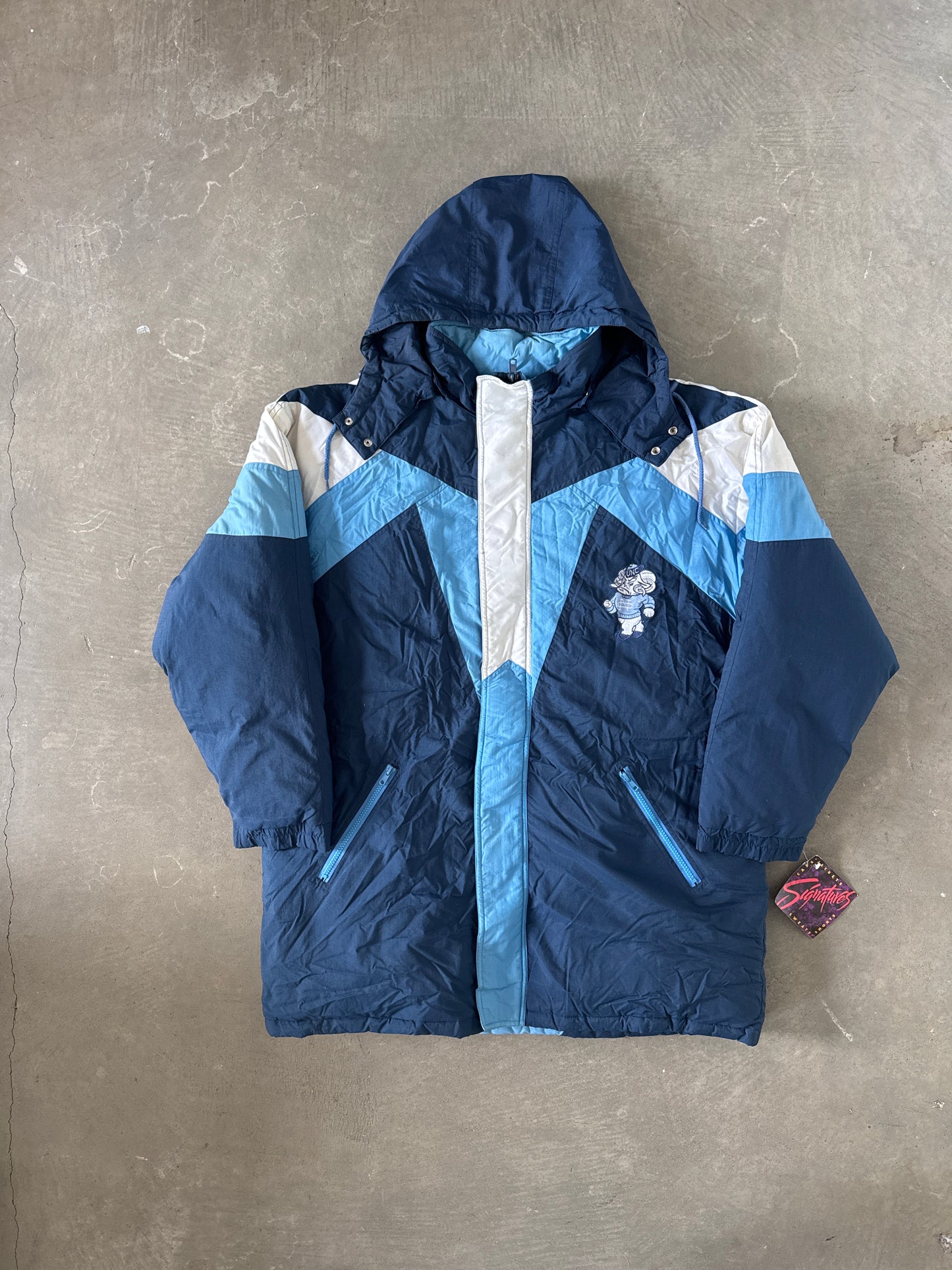 Vintage 90s University Of North Carolina Tarheels Long Puffer Jacket