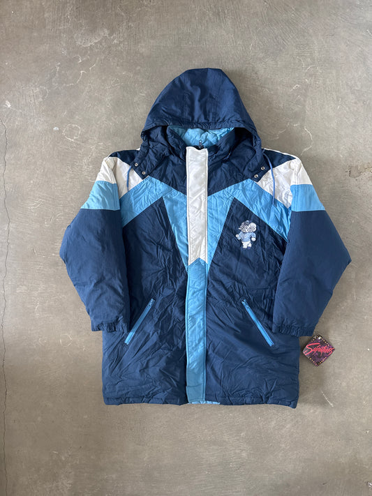 Vintage 90s University Of North Carolina Tarheels Long Puffer Jacket