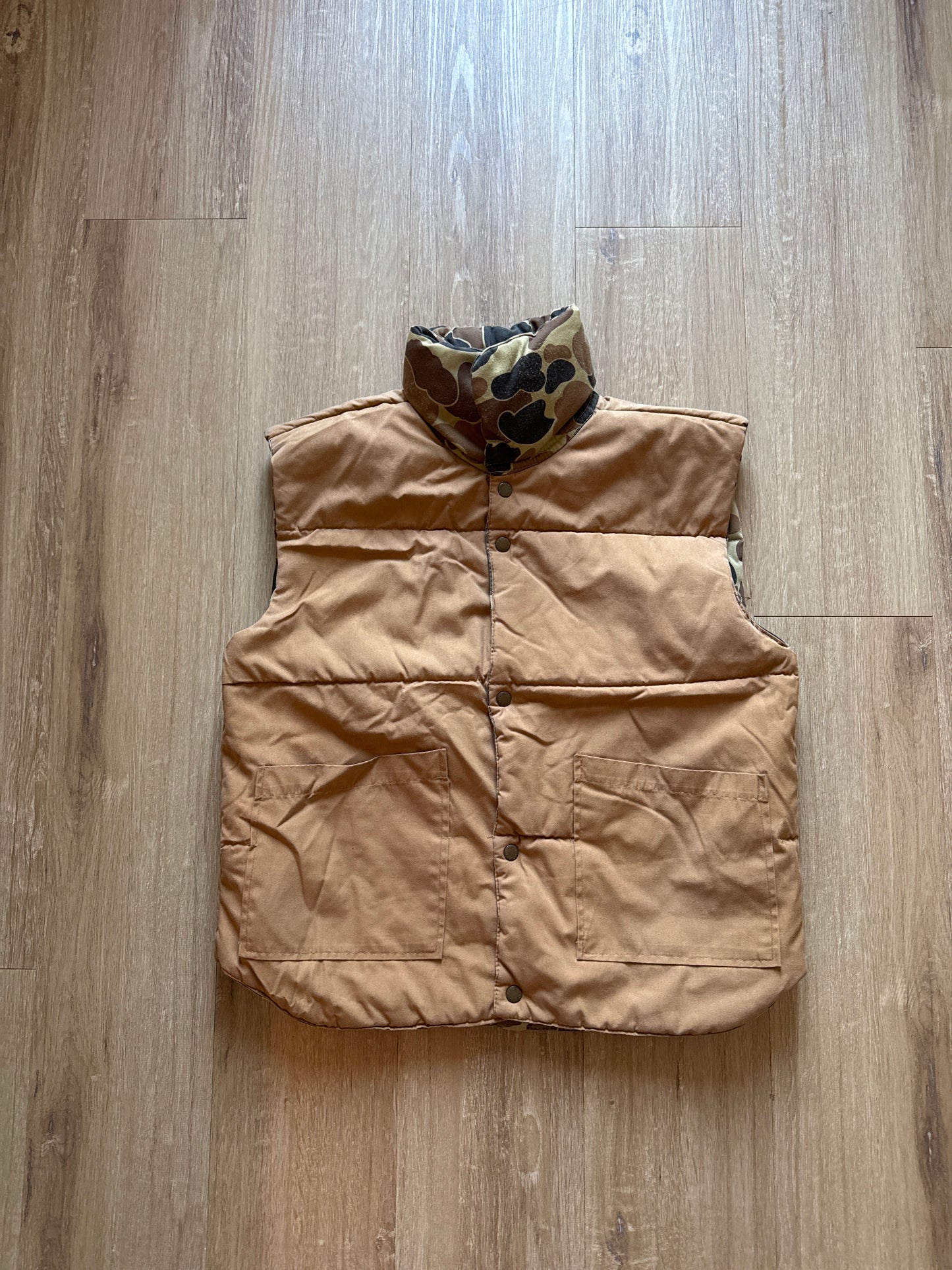 Vintage 80s Pro Advantage Duck Camo Reversible Puffer Vest