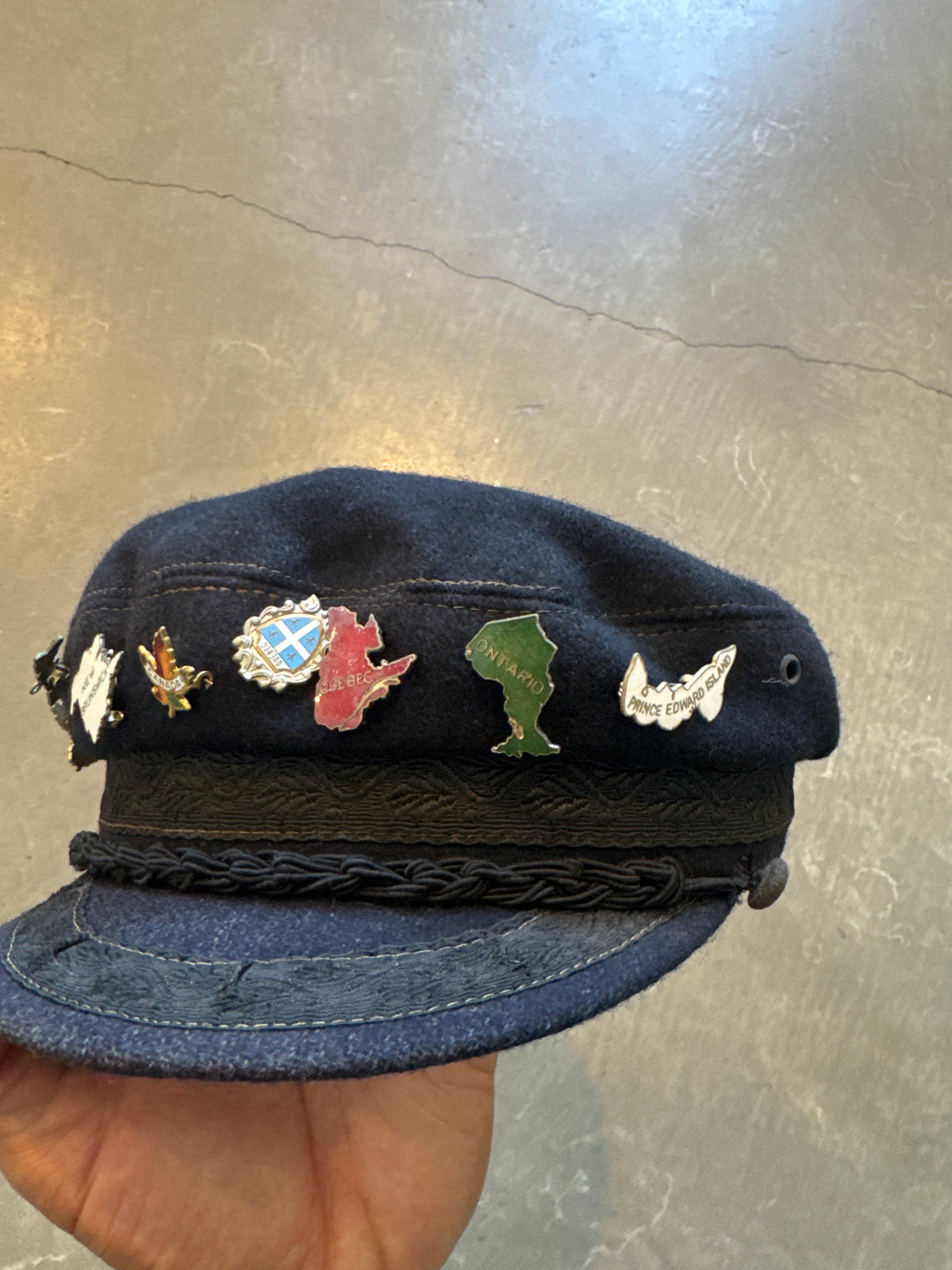 Vintage Wool Greek Fisherman Captain Sailor Souvenir Pins Hat