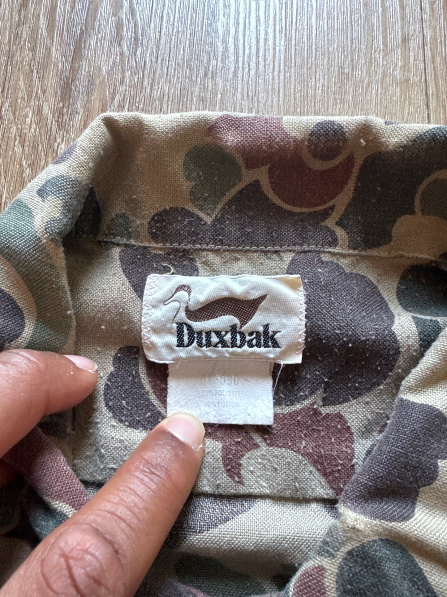 Vintage 80s Duxbak Duck Camo Distressed Button Up Shirt