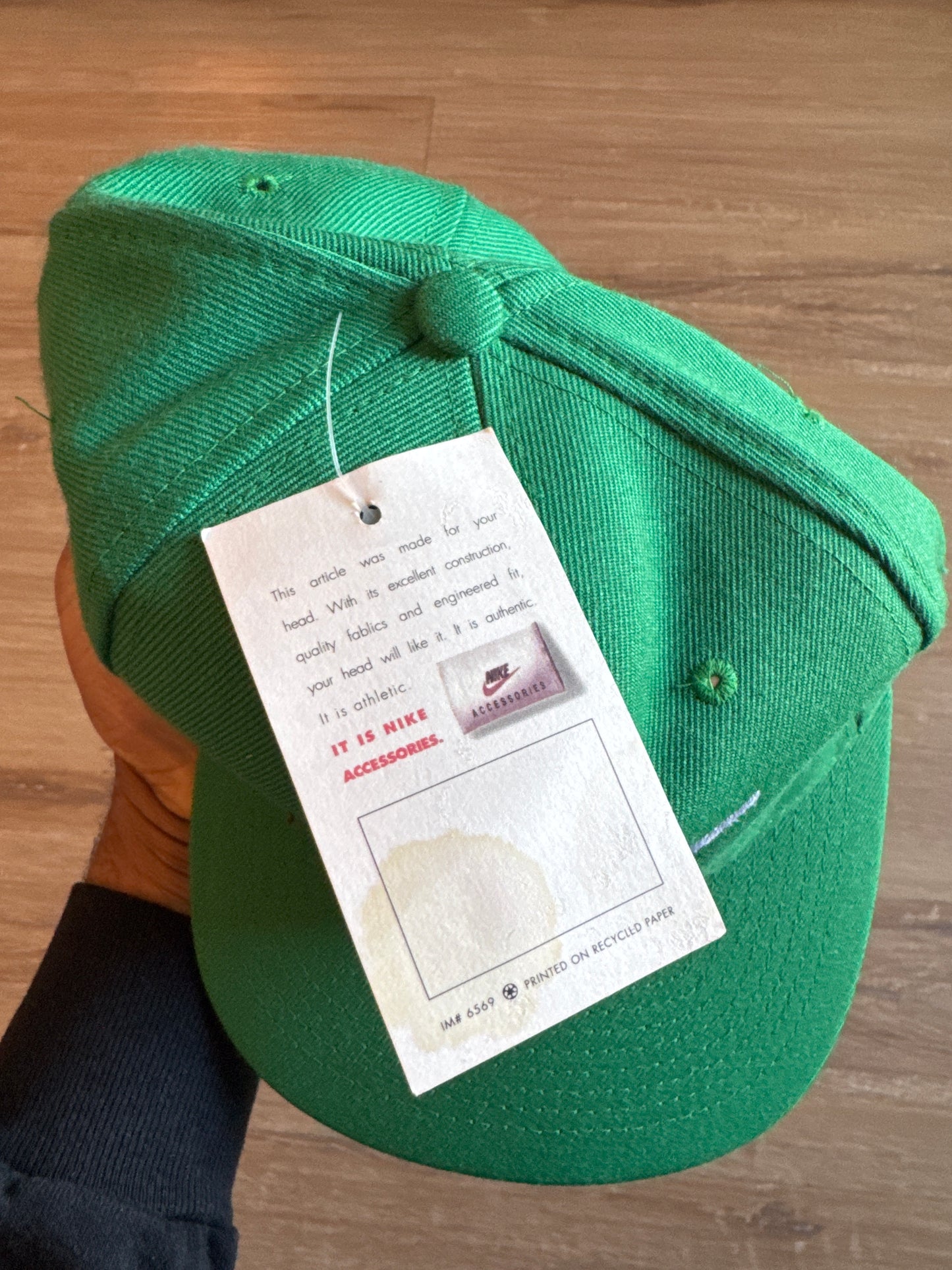 Vintage 90s Nike Logo Teal Elastic Fitted Hat