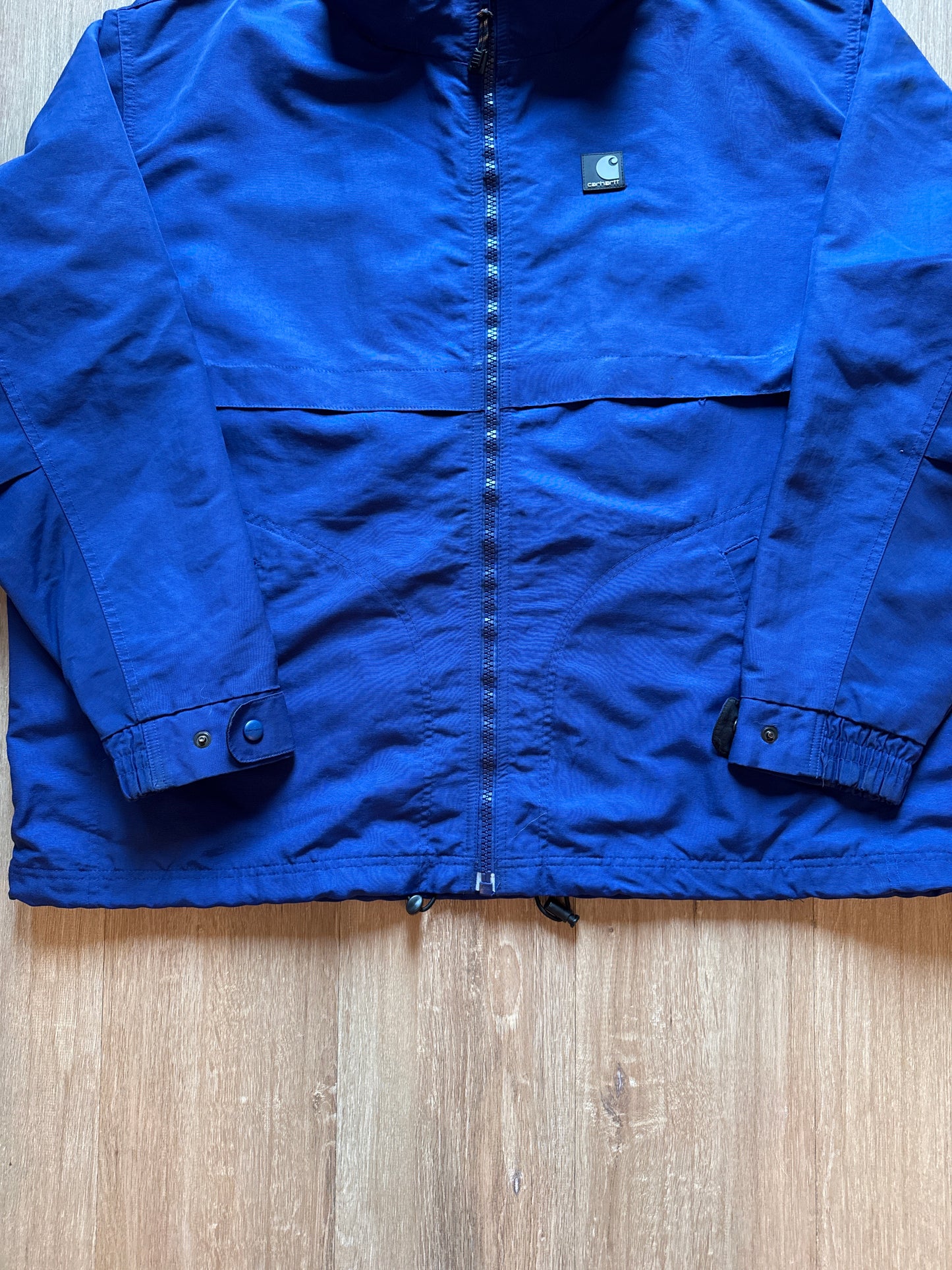 Carhartt Hooded Logo Blue Raincoat Jacket