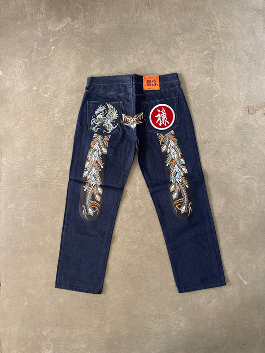 Evisu Embroidered Japanese Art Selvedge Denim Jeans