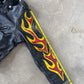 Vintage Real Leather Double Rider Flame Biker Jacket