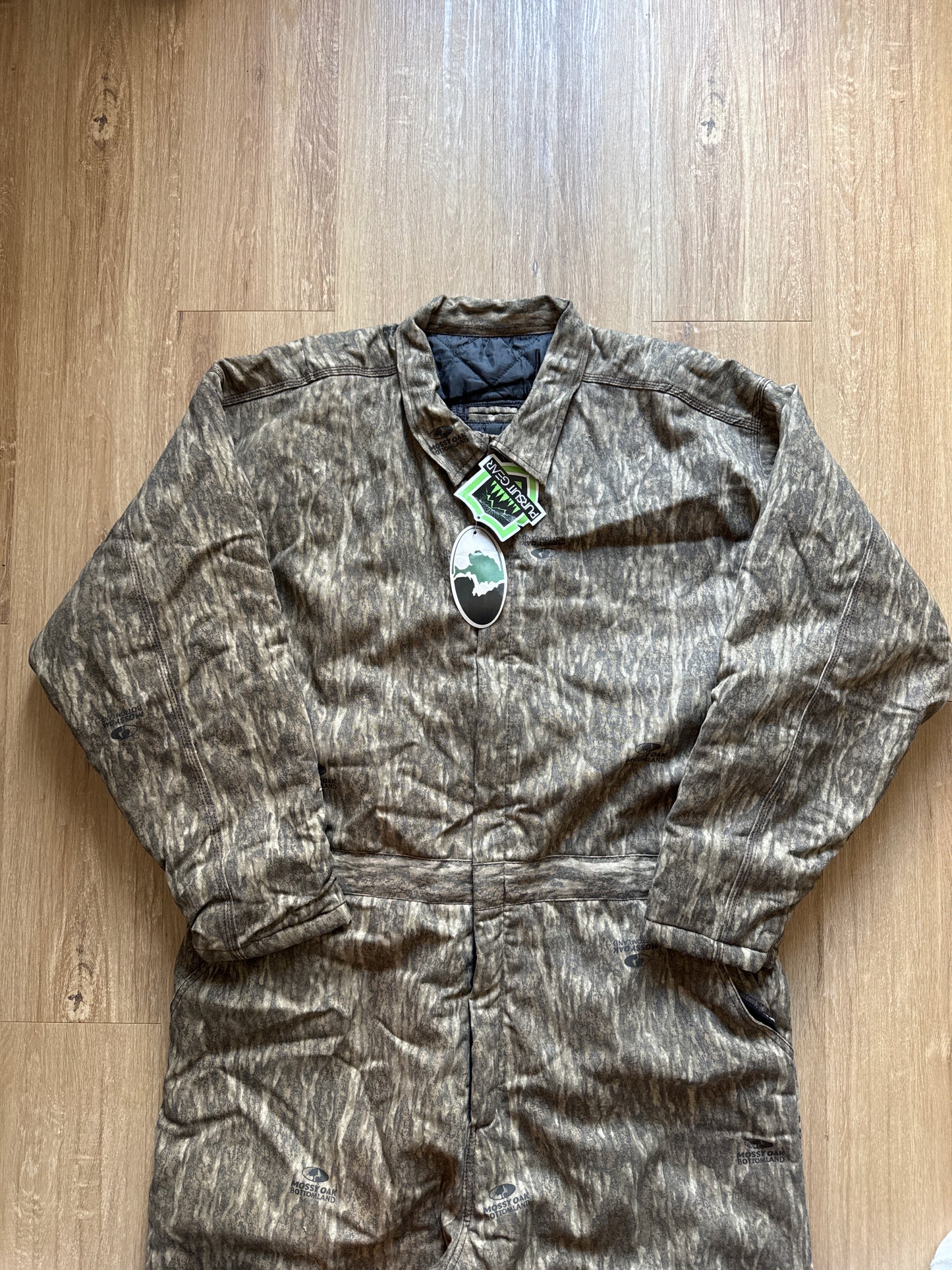 Vintage 90s Pursuit Gear Mossy Oak Original Bottomland Treebark Forest Camo Hunting Coveralls
