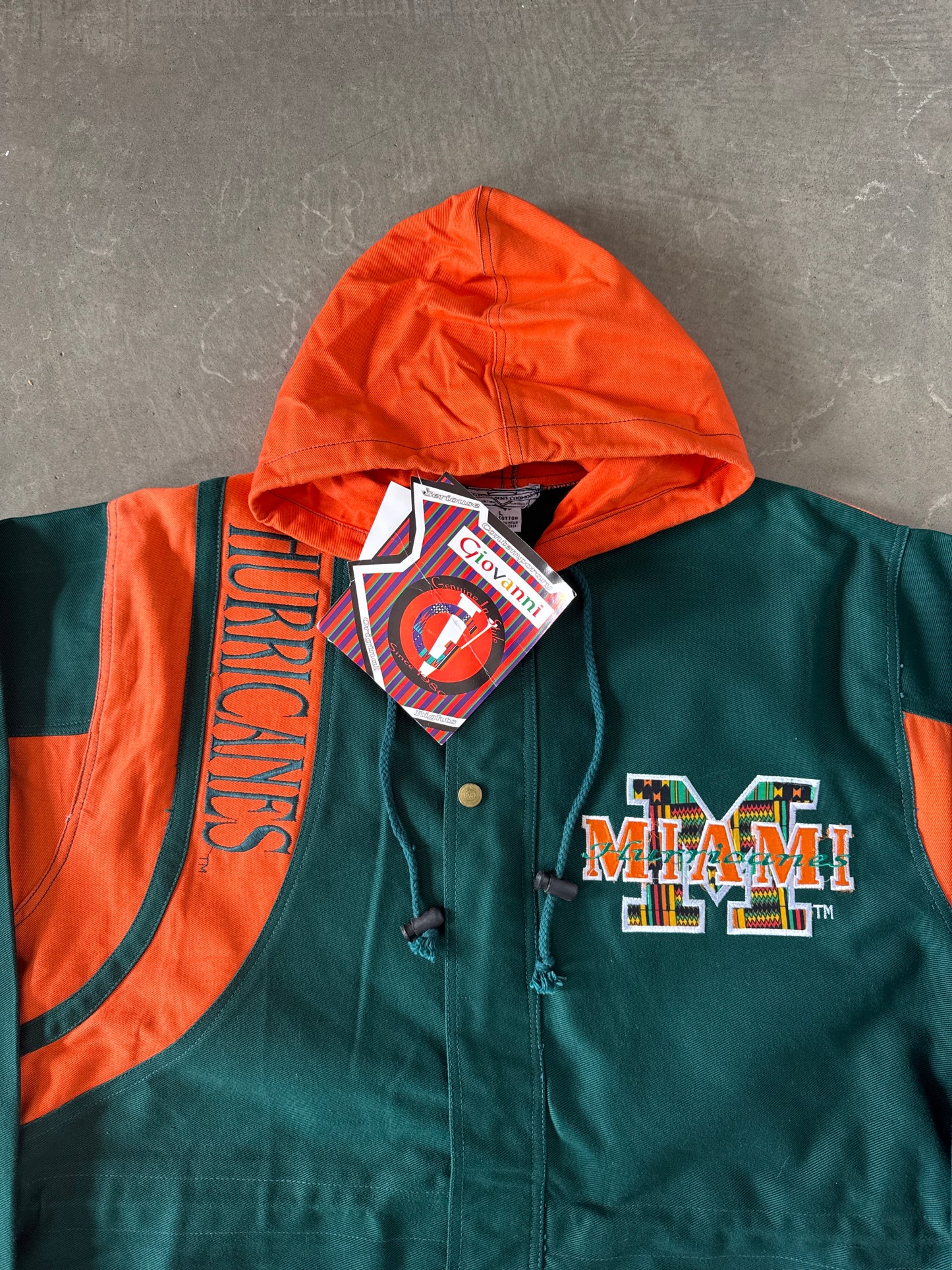 Vintage 90s University Of Miami Hurricanes Long Parka Stadium Coat Jacket