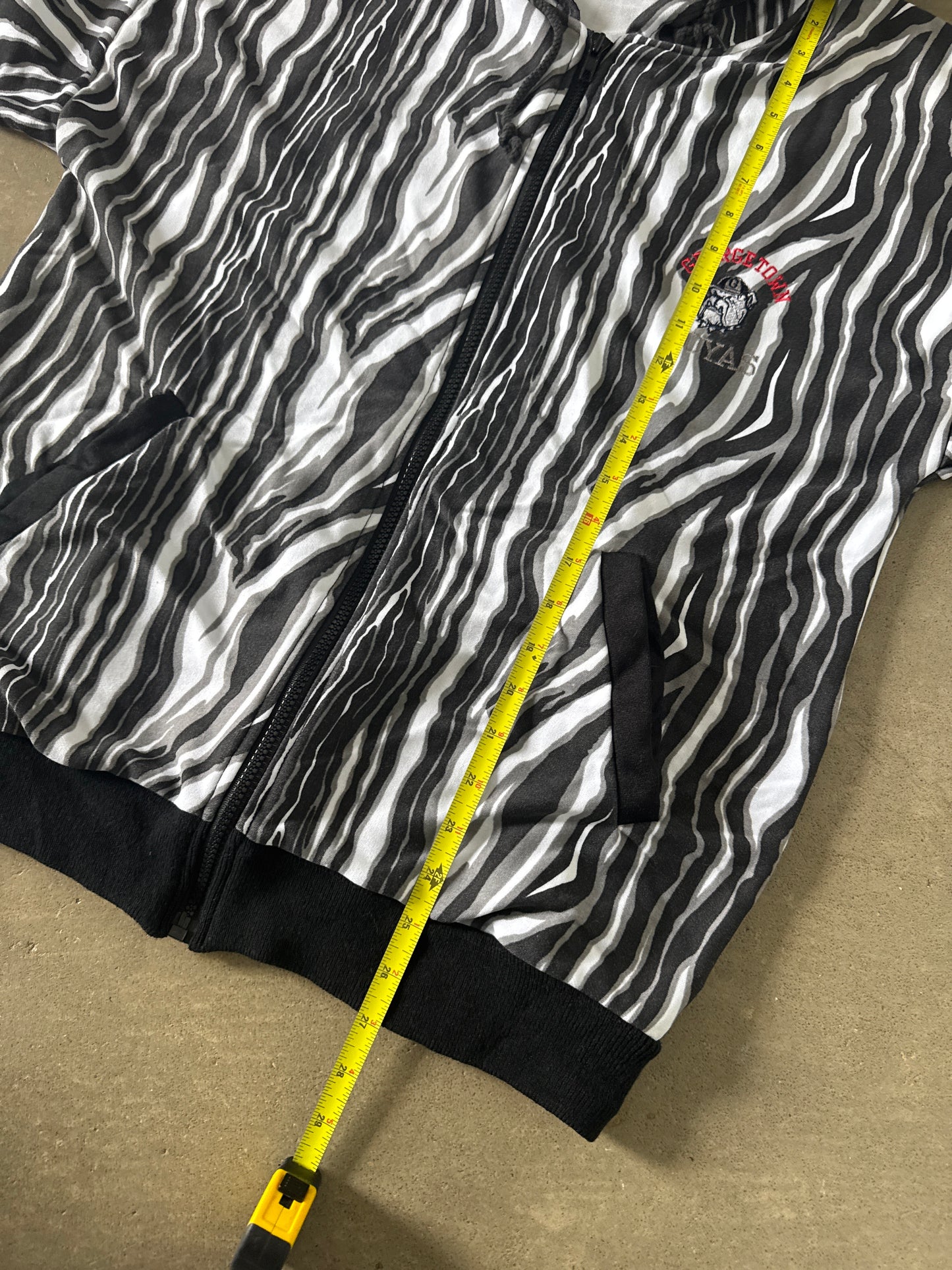 Vintage University Of Georgetown Hoyas Zebra Striped Hooded Zip Up