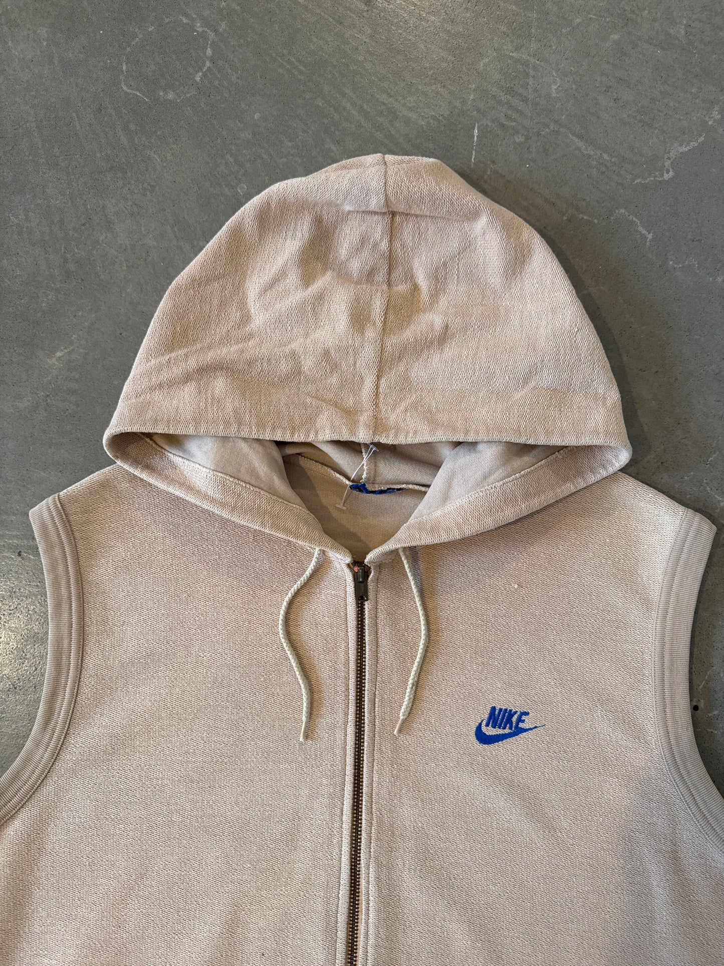 Vintage 80s Nike Blue Tag Sleeveless Terry Cloth Hooded Zip Up Vest