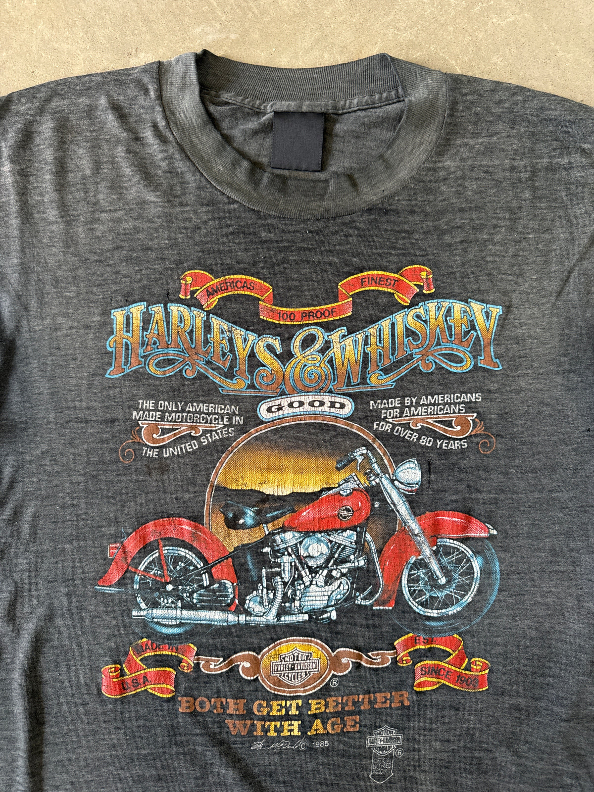 Vintage 1985 3D Emblem Harley Davidson Harleys & Wiskey Steve McDonald