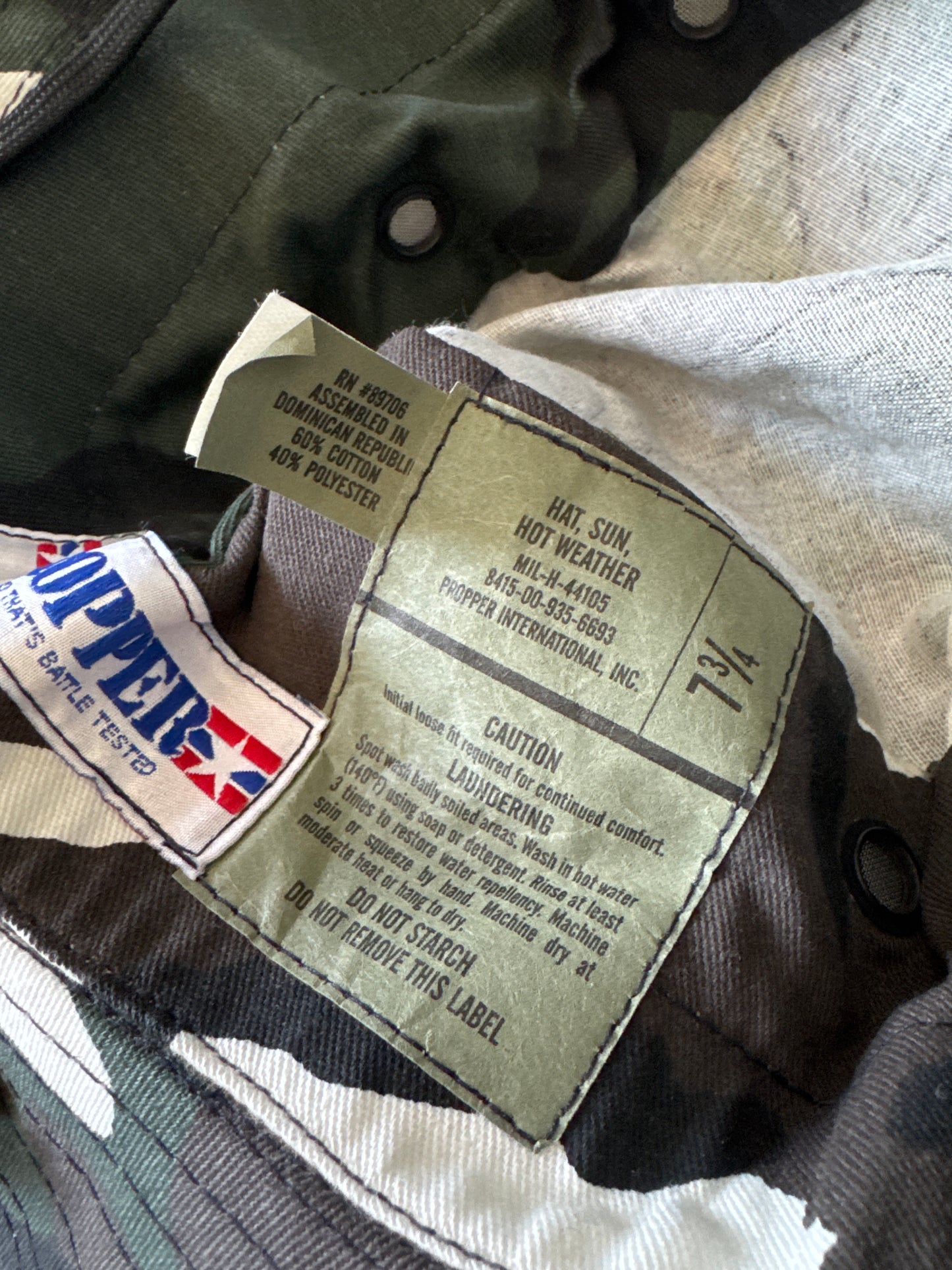 Vintage Propper U.S. Military Woodland Camo Boonie Bucket Hat