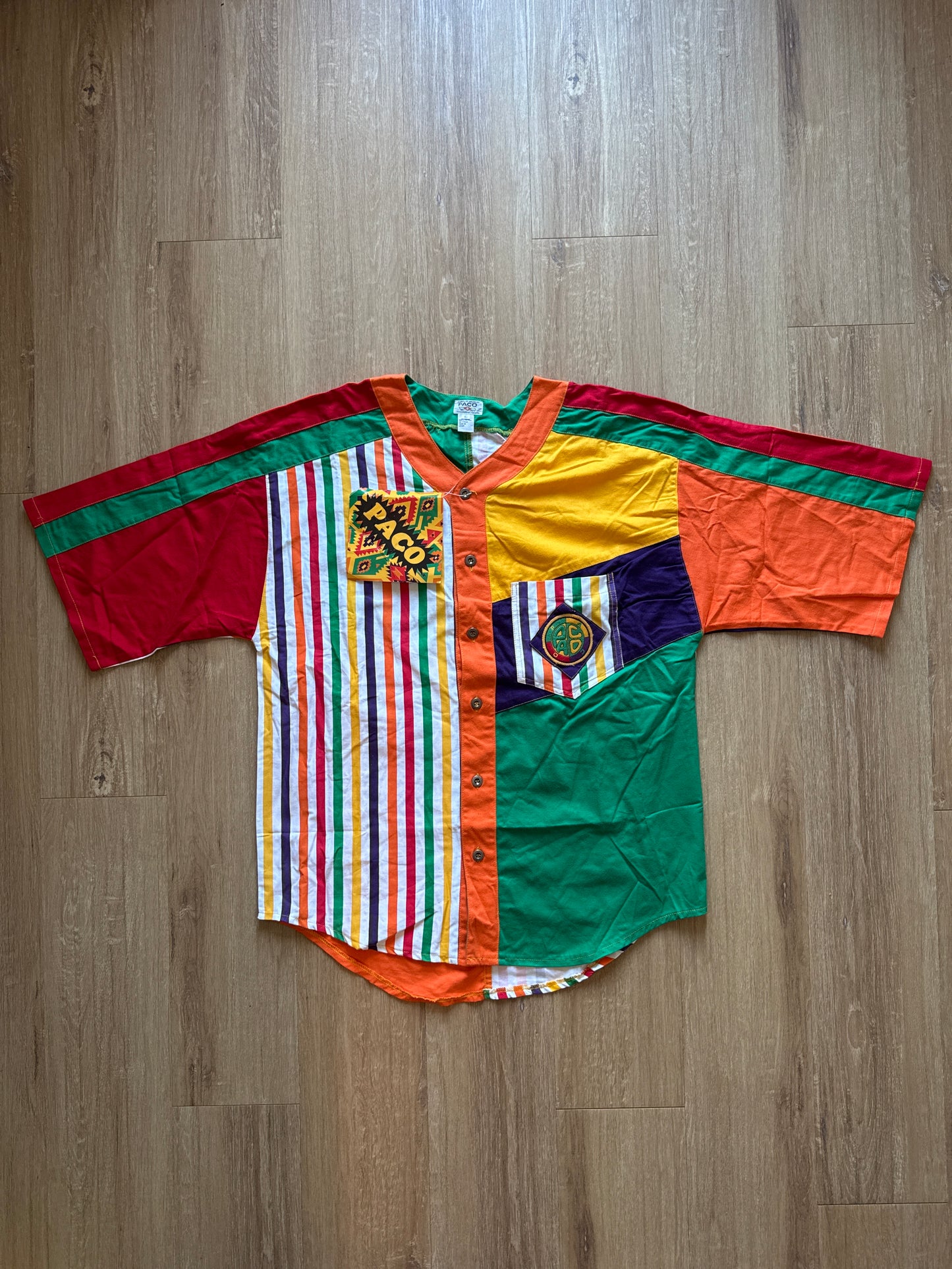 Vintage 90s Paco Funky Will Smith Fresh Prince Of Bel-Air Pocket Logo Button Up Shirt