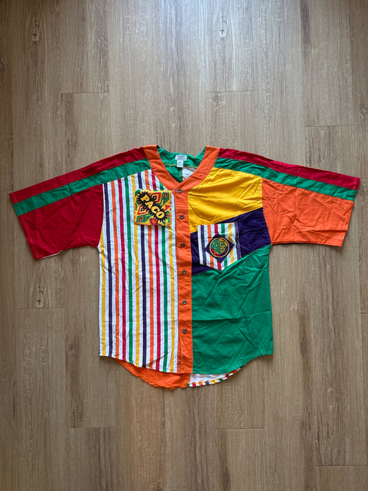 Vintage 90s Paco Funky Will Smith Fresh Prince Of Bel-Air Pocket Logo Button Up Shirt