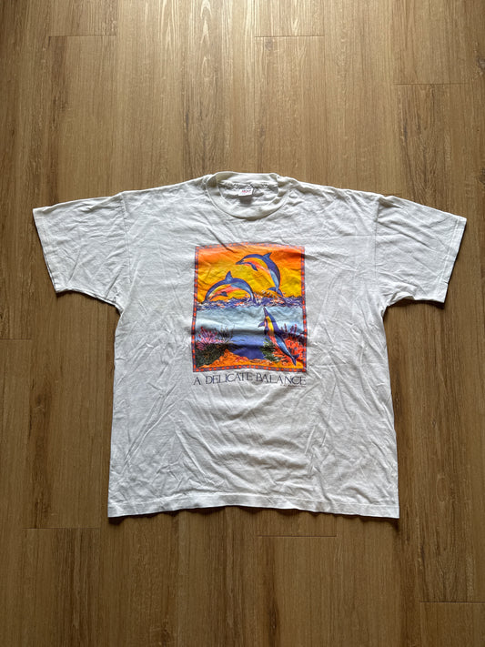 Vintage 1992 Humanitees A Delicate Balance Dolphins Tee