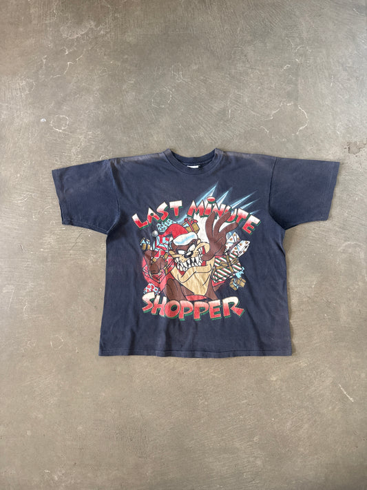Vintage 1996 Looney Tunes Taz Last Minute Shopper Christmas Tee