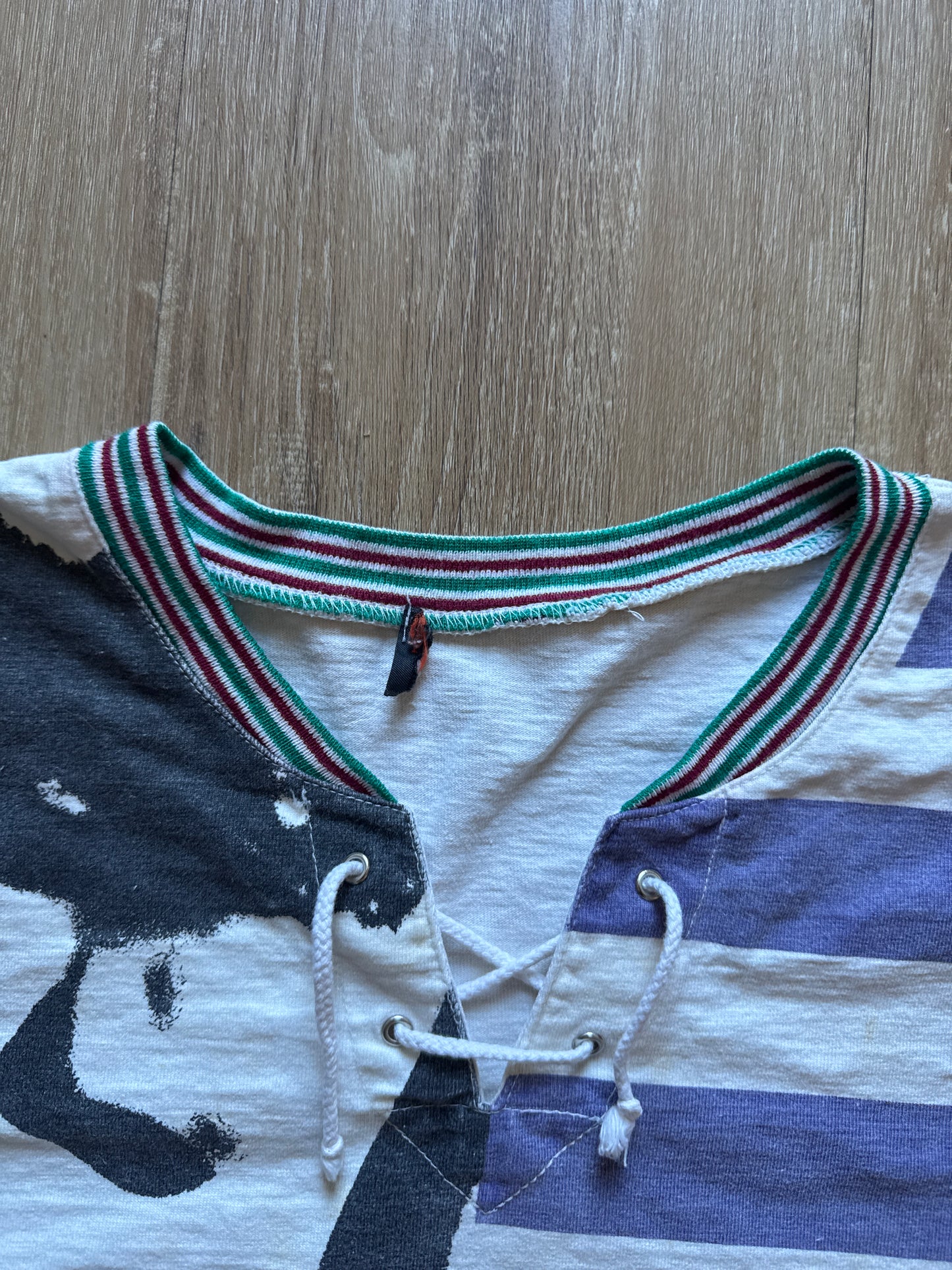 Vintage 90s Patchwork Graphic Adventure Bound Lace Up Long Sleeve Tee