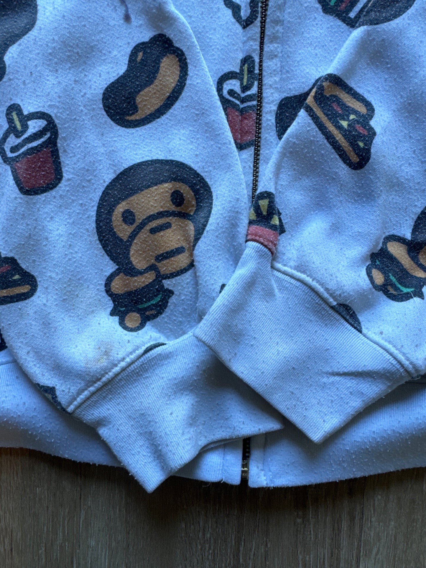 Vintage 90s Baby Milo Junk Food All Over Print Hooded Zip Up