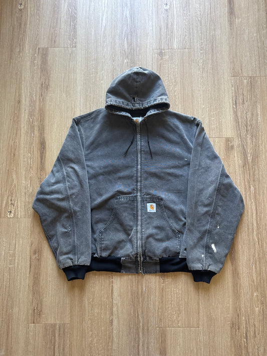 Vintage Carhartt Black Sun Faded Hooded Jacket