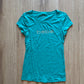 Y2K Women’s Bebe Bedazzled Teal Blue Logo Tee