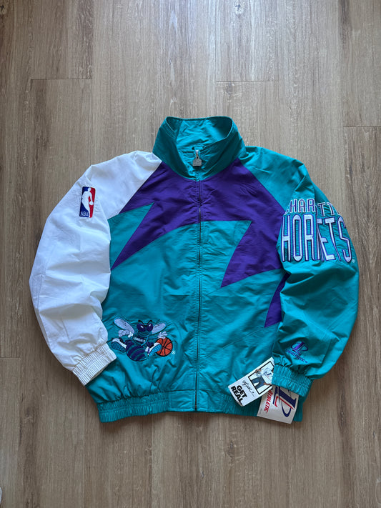 Vintage 90s Logo Athletic Charlotte Hornets Sharktooth Windbreaker Jacket