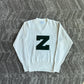 Vintage 70s East-Tenn Varsity Award Cream Forest Green Chenille Z Patch Sweater