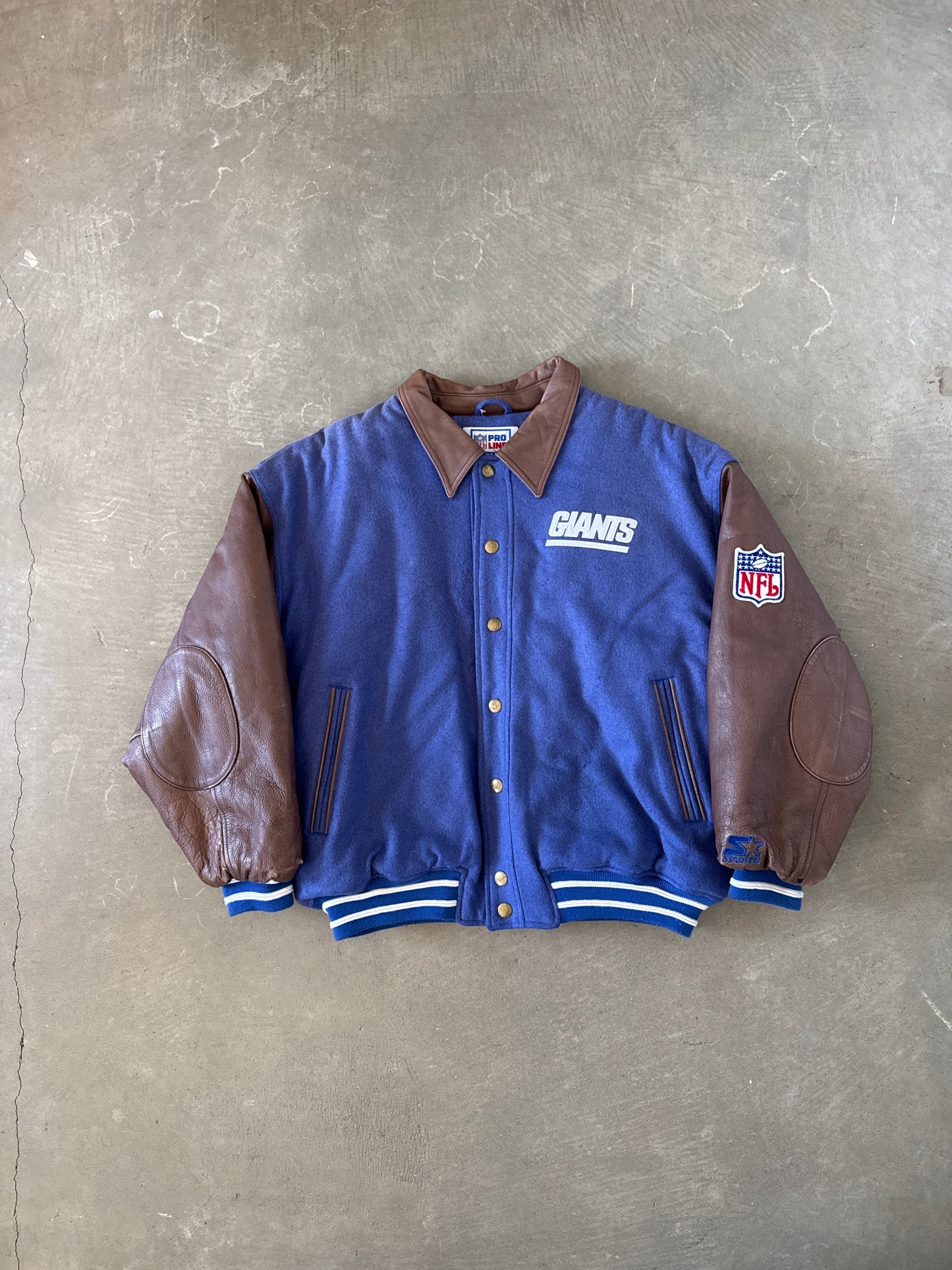 Vintage Starter New York Giants Leather Varsity Jacket