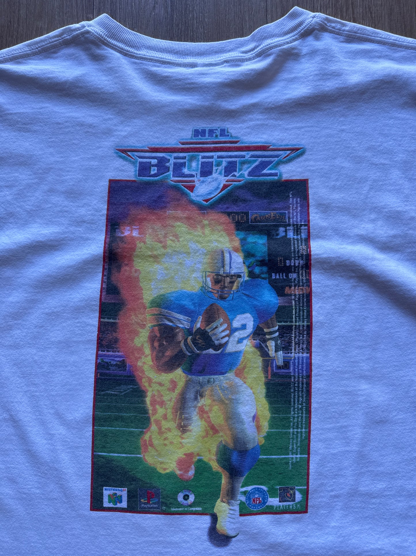Vintage 1997 NFL Blitz Midway Nintendo PlayStation Game Promo Tee