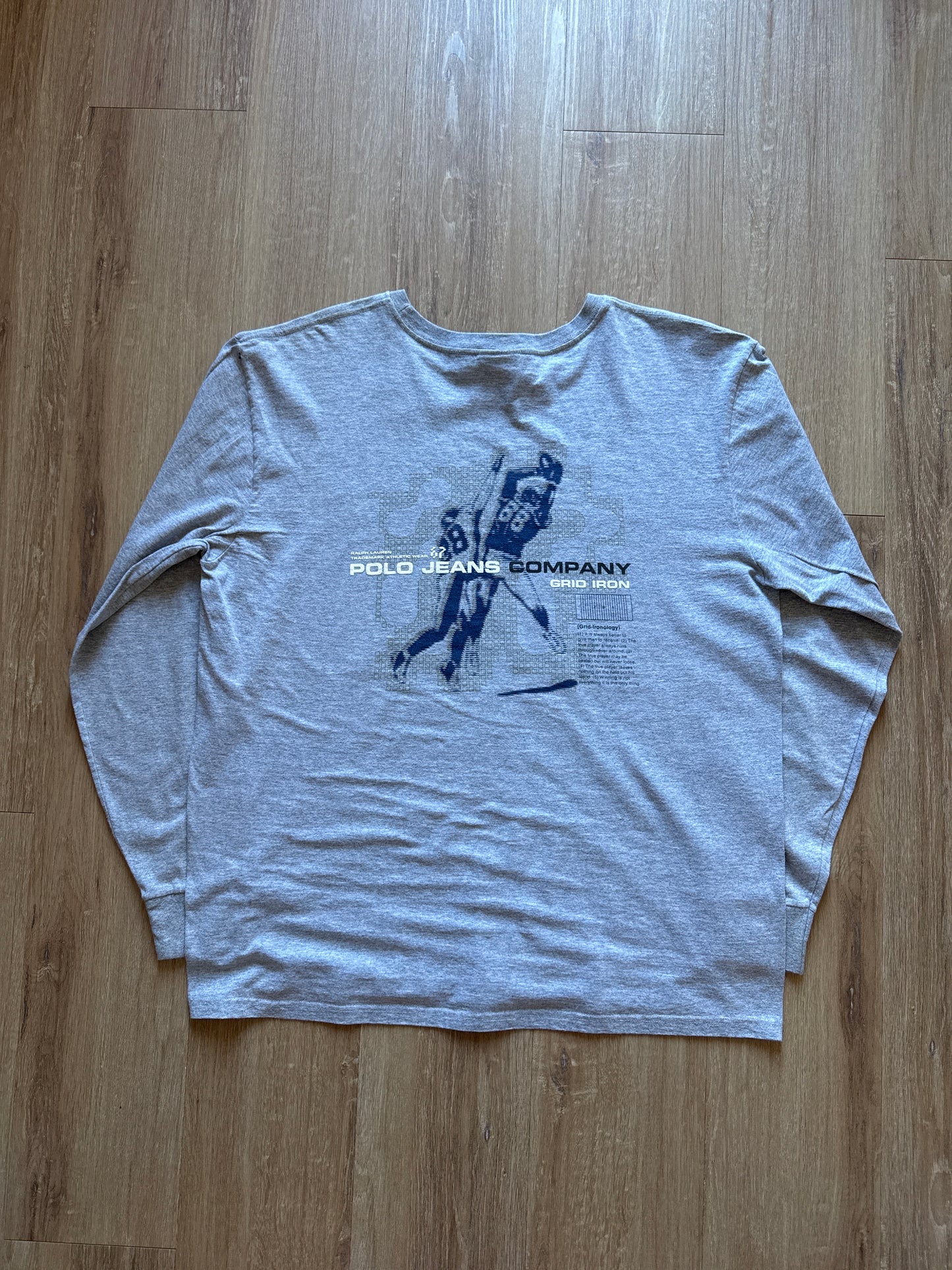 Vintage Ralph Lauren Polo Jeans Co. Grid Iron Ironology Long Sleeve Tee