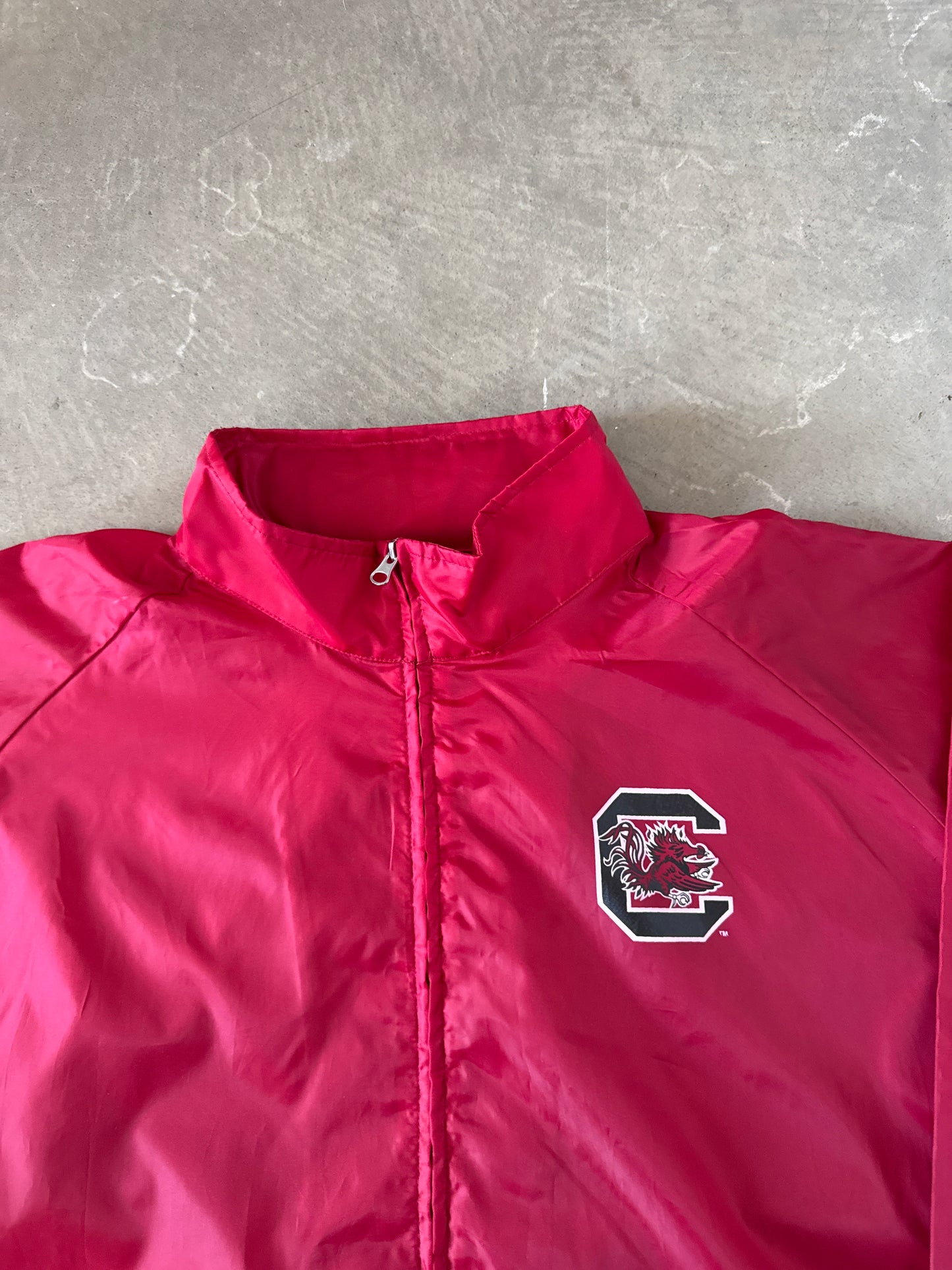 Vintage Genuine Stuff University Of South Carolina Gamecocks Hooded Packaway Windbreaker Jacket