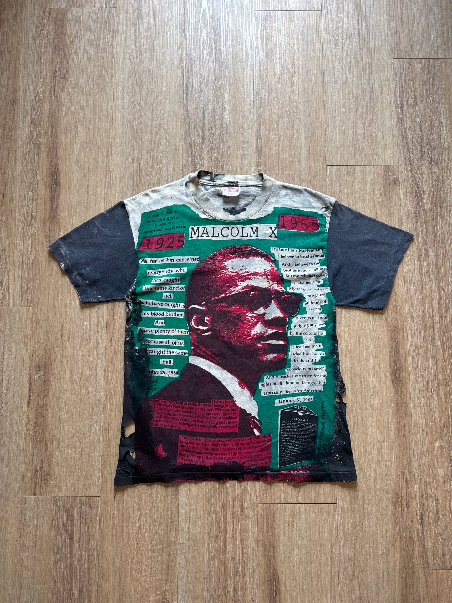 Vintage 90s Malcolm X Mosquito Head Thrashed Tee