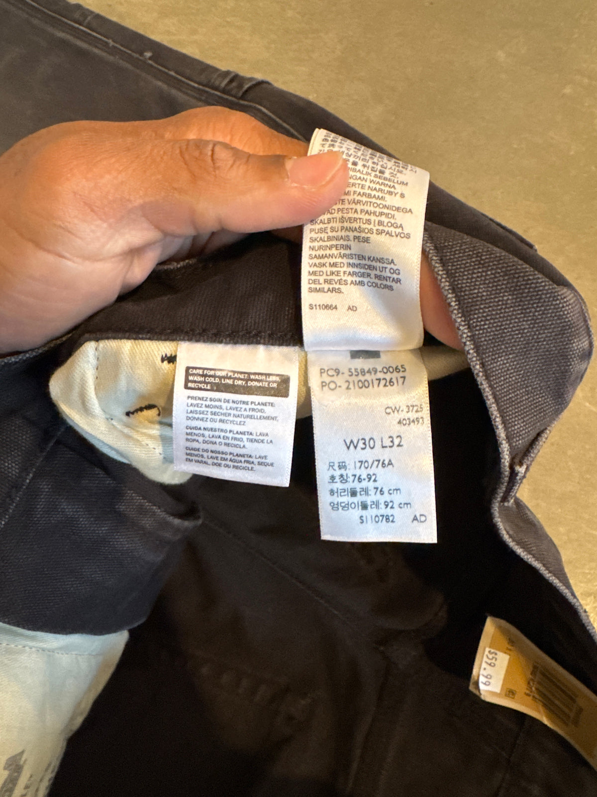 Levi’s 568 Washed Charcoal Loose Straight Carpenter Pants
