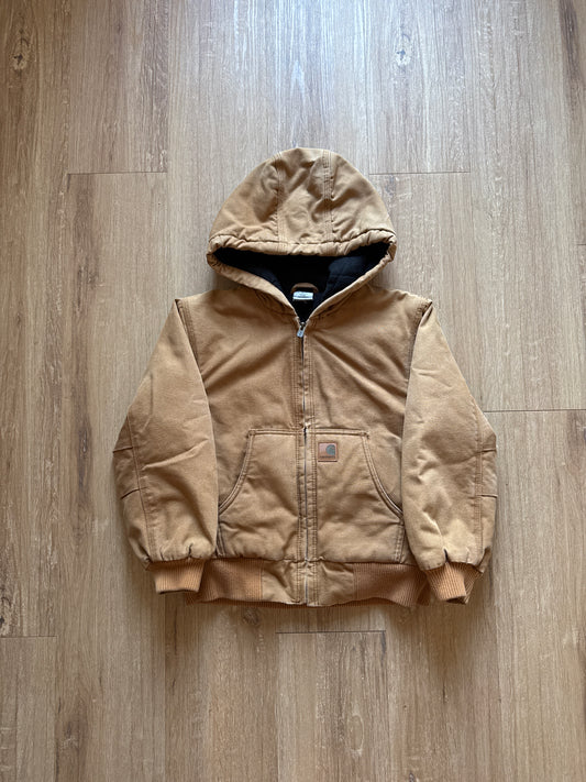 Vintage Youth Carhartt Tan Hooded Work Jacket