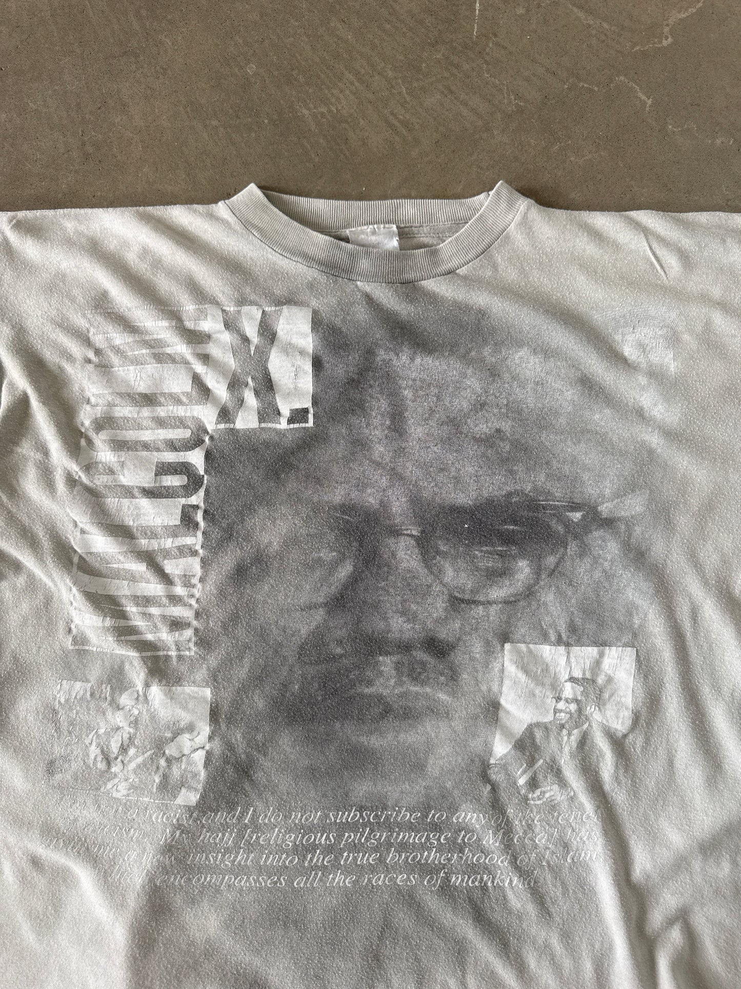 Vintage 90s Malcolm X Boxy Cropped Faded Tee