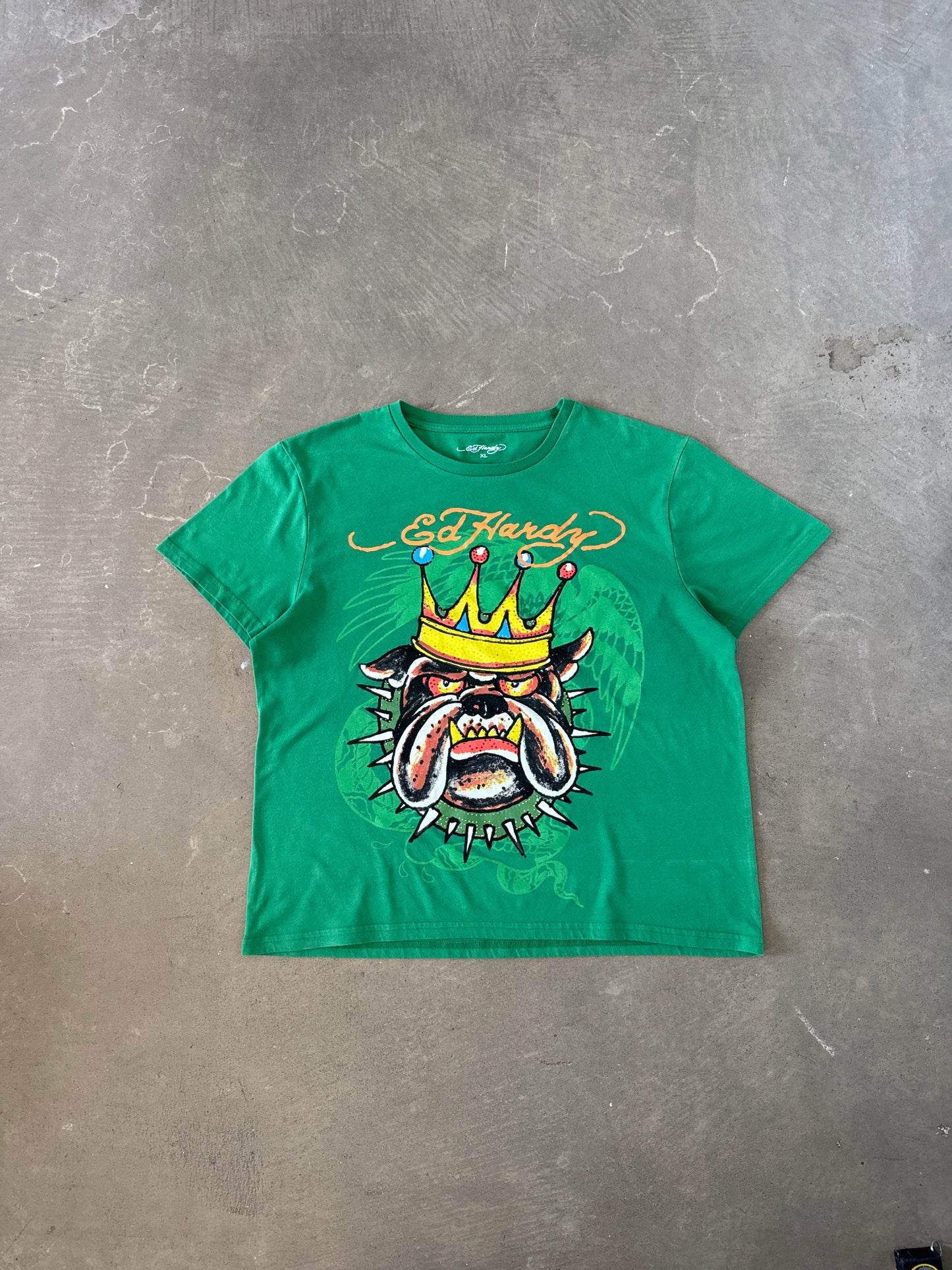 Ed Hardy Bulldog Rhinestone Tee