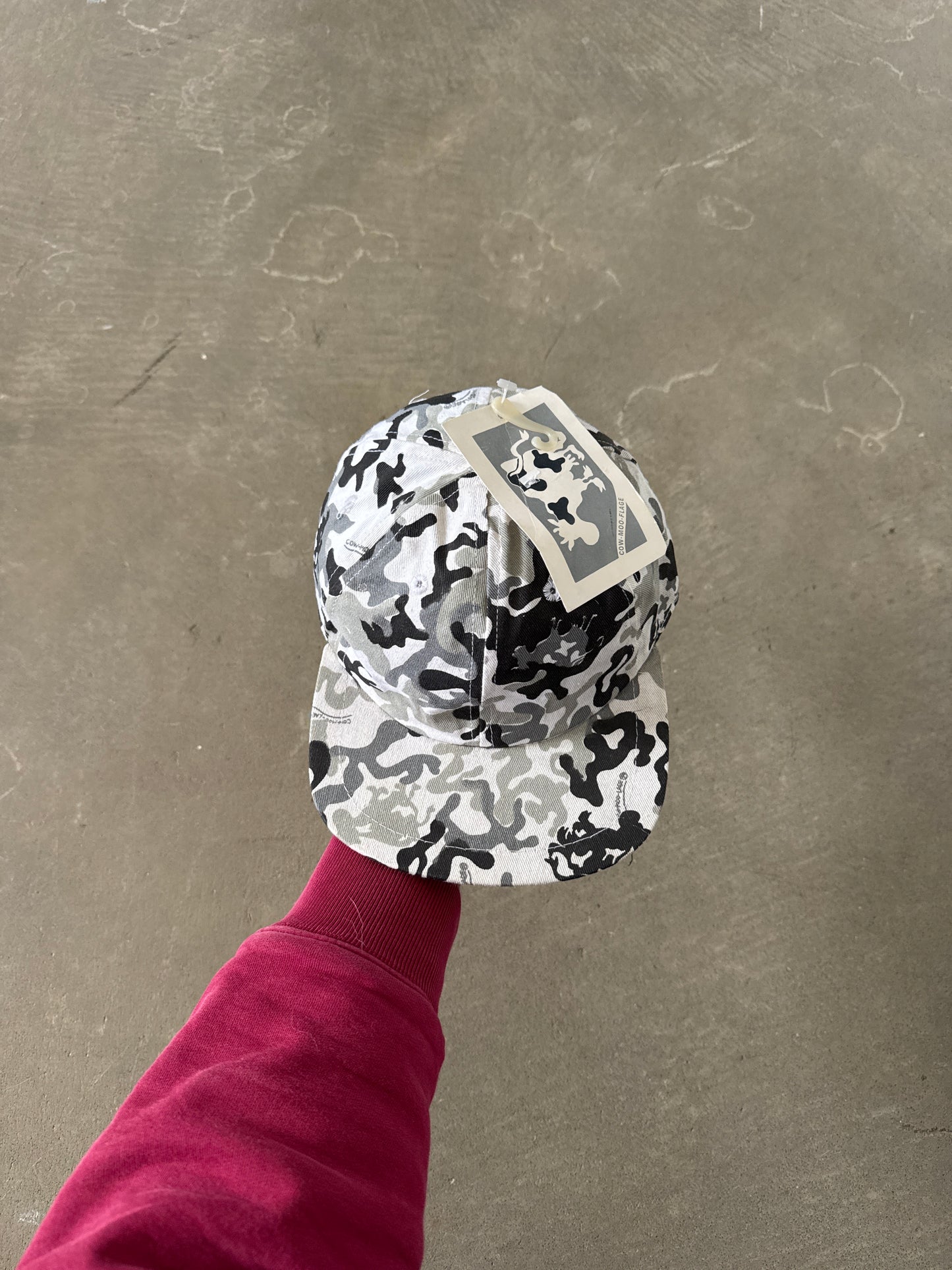 Vintage Cow Moo Flage Camo 6 Panel Elastic Adjustable Hat