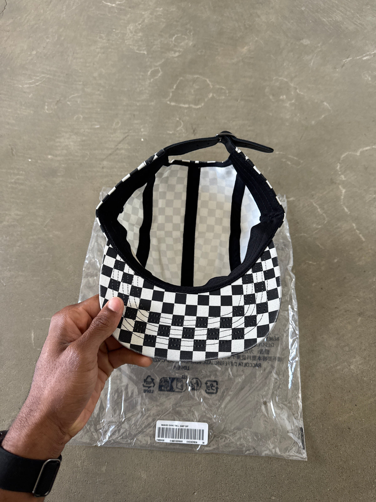 Supreme Washed Chino Twill Checker Board Camp Cap Hat (FW26)