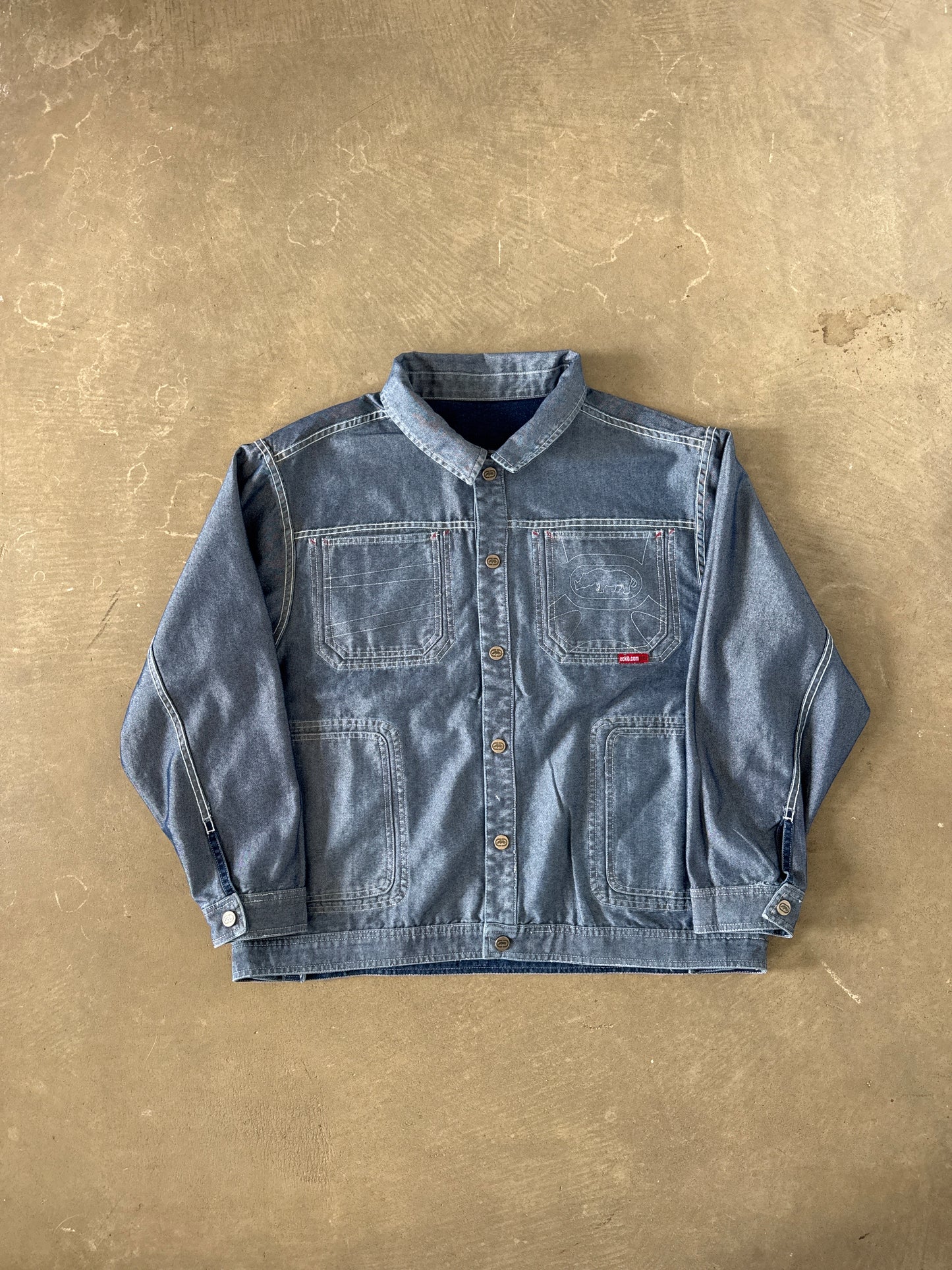 Vintage Y2K Ecko Unltd Reversible Trucker Denim Jean Jacket
