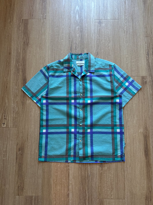 Urban Outfitters Ribbed Plaid Short Sleeve Shirt