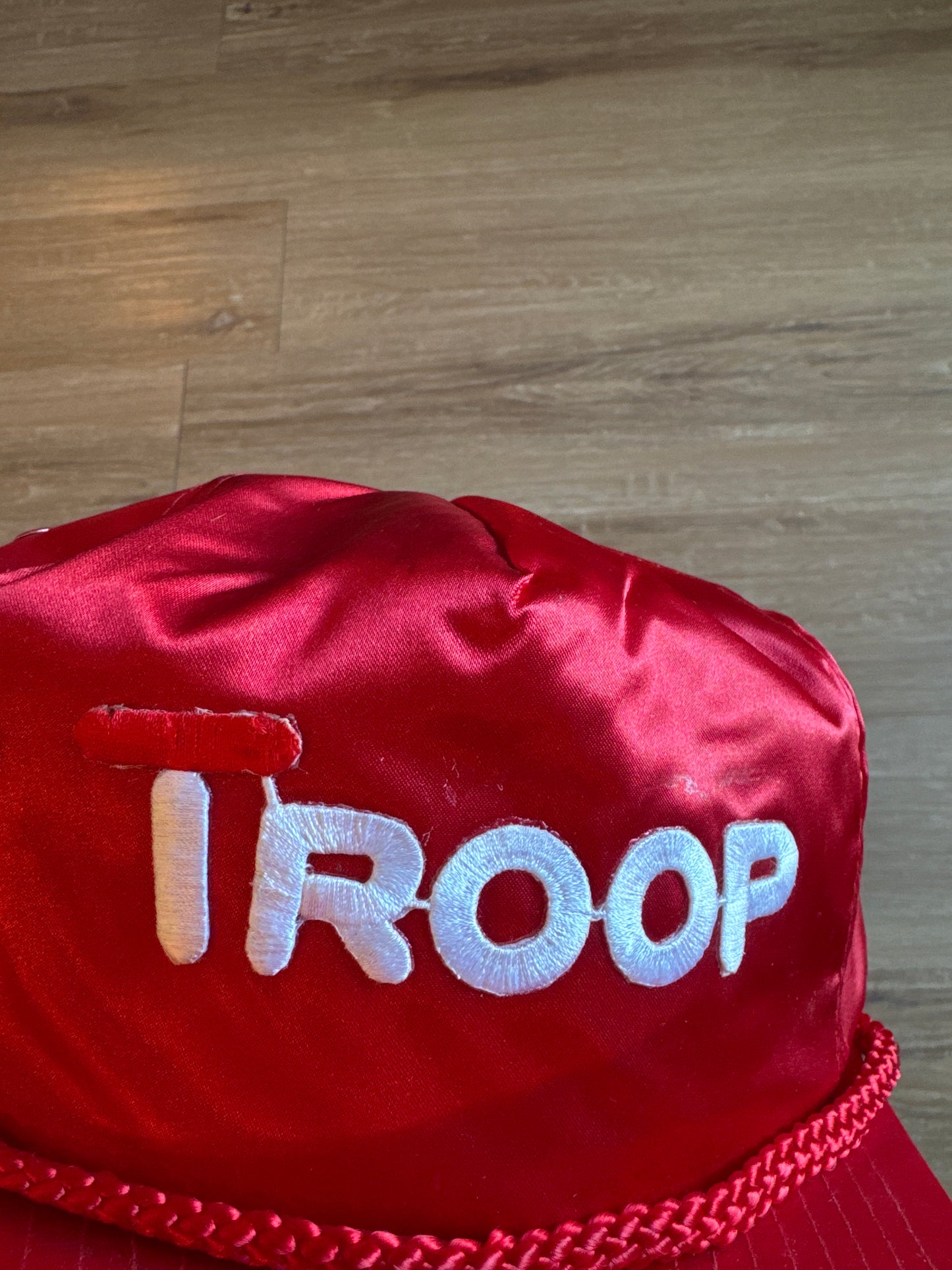 Vintage 80s Troop Red Satin LL Cool J Hip Hop Snapback Hat