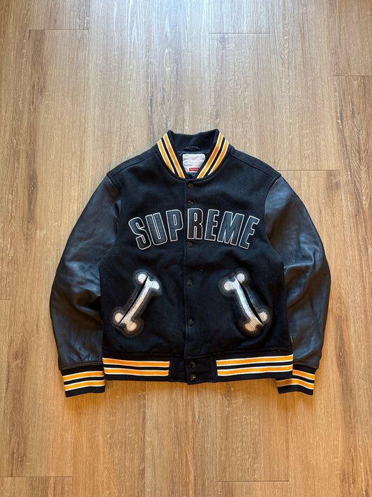 Supreme Black Bone Varsity Jacket