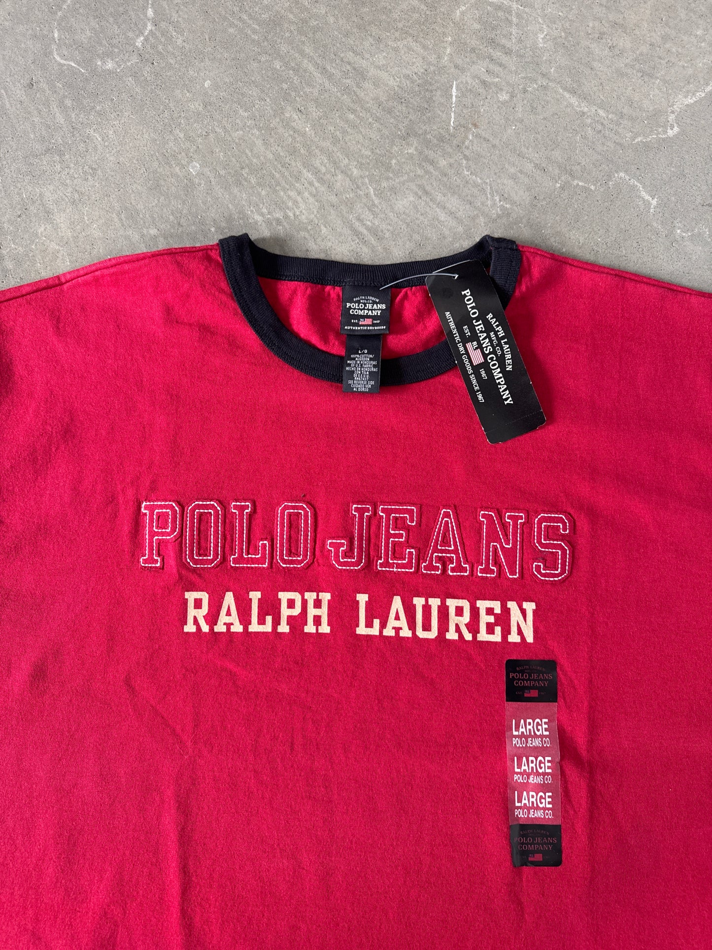 VINTAGE 90S RALPH LAUREN POLO JEANS CO. RINGER TEE