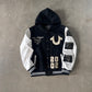 True Religion Black Patch Logo Wool Blend Bomber Jacket
